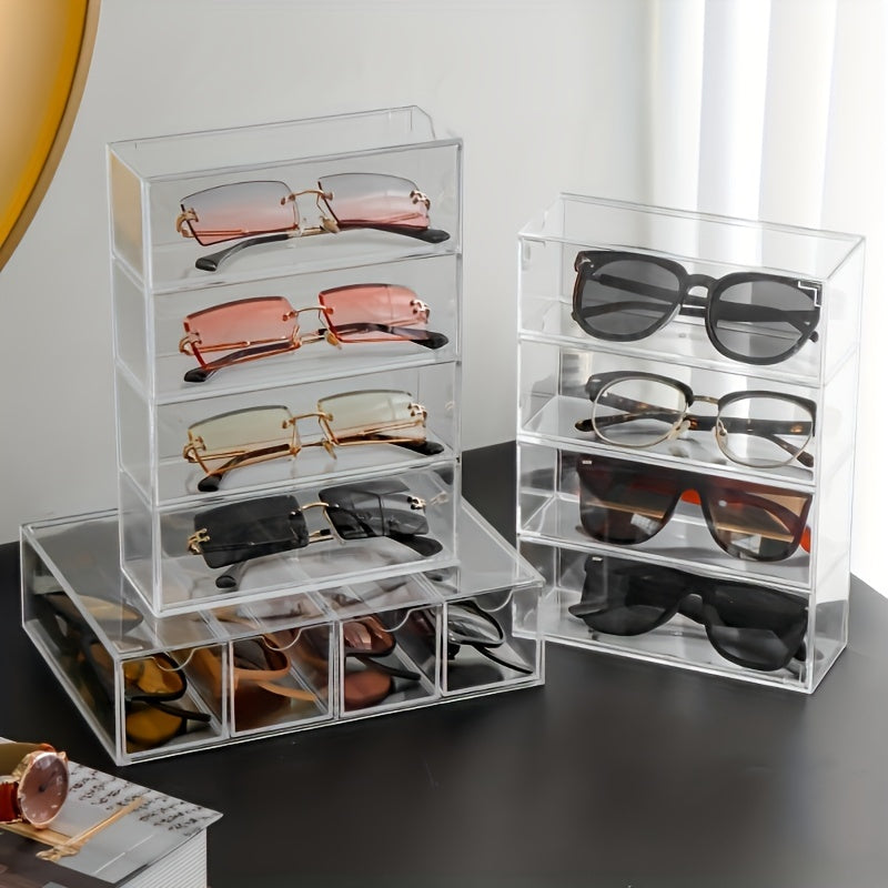 Transparent Desk Drawer Organizer for Sunglasses, Cosmetics, and Lipstick - Dust-Proof Eyeglass Cases for Storing Gifts, Accessories, and Makeup Essentials