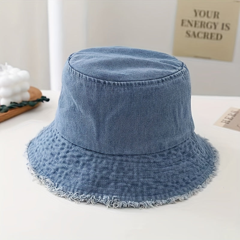 New Women's Washed Cowboy Hat - Trendy Korean Edition Sunshade & Sunscreen Hat, Versatile Fisherman Hat for Face Protection