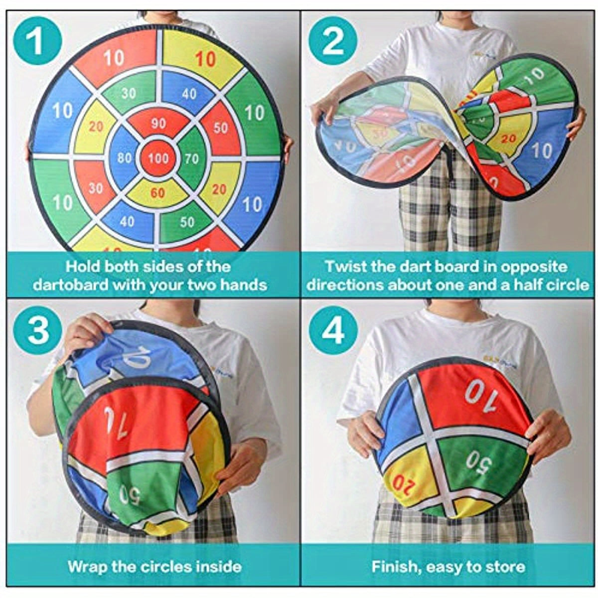 29" Double-Sided Dart Board β Large Dart Board with Sticky Balls and Darts, Indoor/Outdoor Fun Game for Boys and Girls