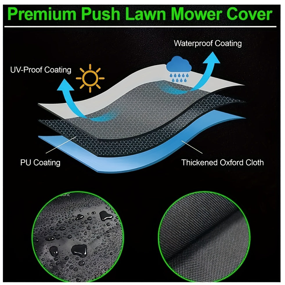Universal Push Lawn Mower Cover - Heavy-Duty 600D Fabric, Weatherproof, UV & Water-Resistant, Anti-Fading Outdoor Protection