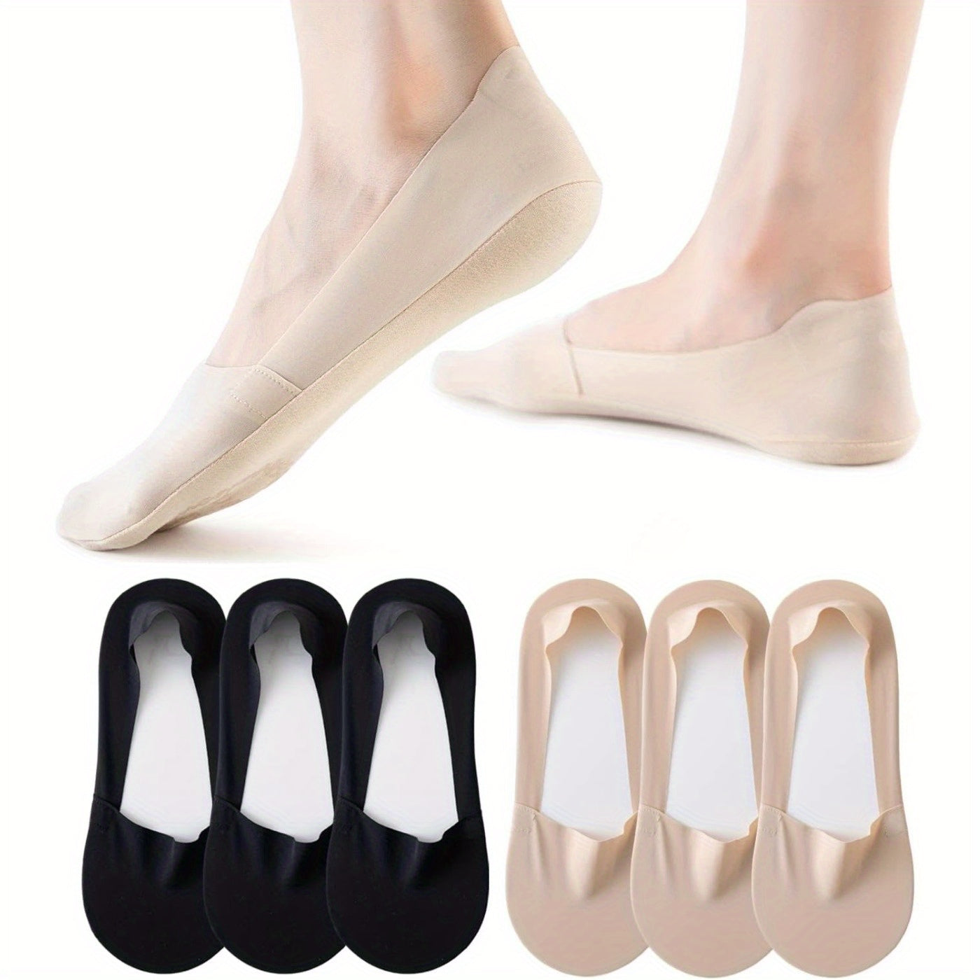 No Show Socks for Women - 5-8 Pairs Low Cut Liner, Non-Slip Footies, Invisible Socks for Flats and Boat Shoes