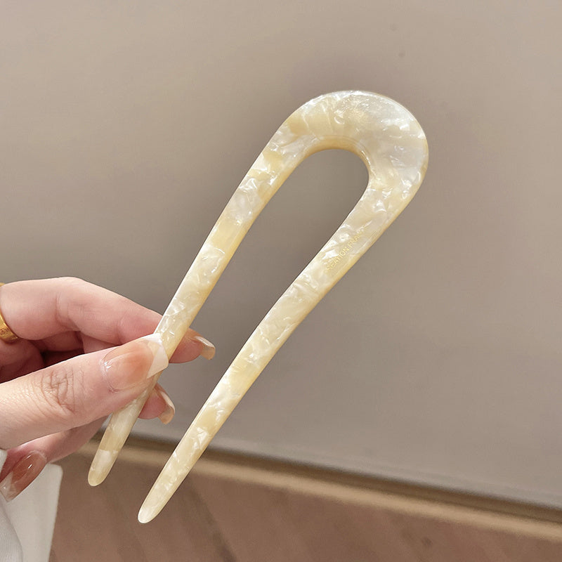 3 Piece Vintage U-Shaped Hair Clip Set - Elegant Acetate Hairpins for Bridal Showers and Everyday Chic Style