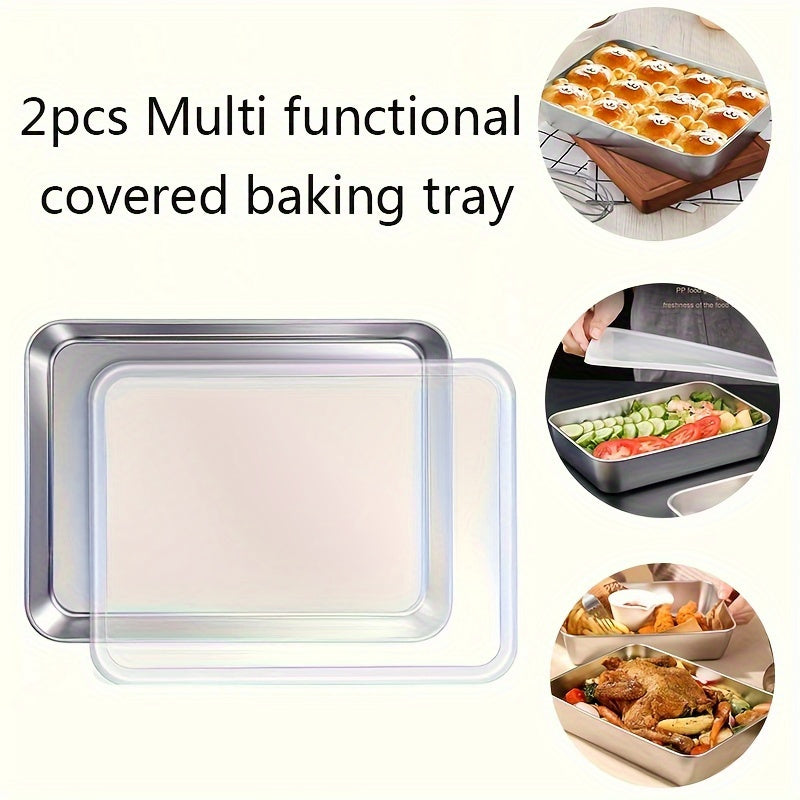 Stainless Steel Baking Set with Lids – Non-Stick, BPA-Free Pans for Cakes, Veggies & More