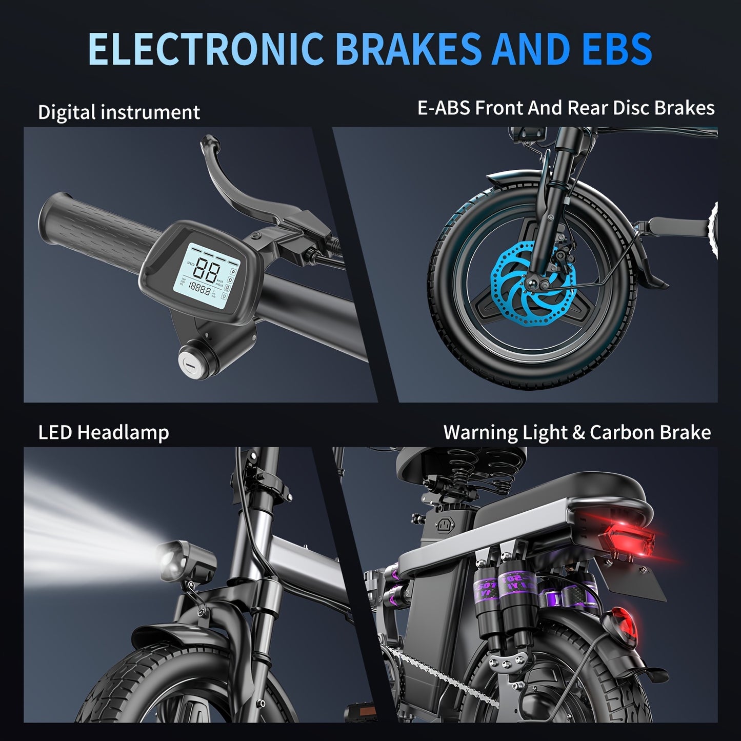 650W Electric Bike for Adults - 25 Miles Range, 20 MPH, Folding Design, 48V Battery