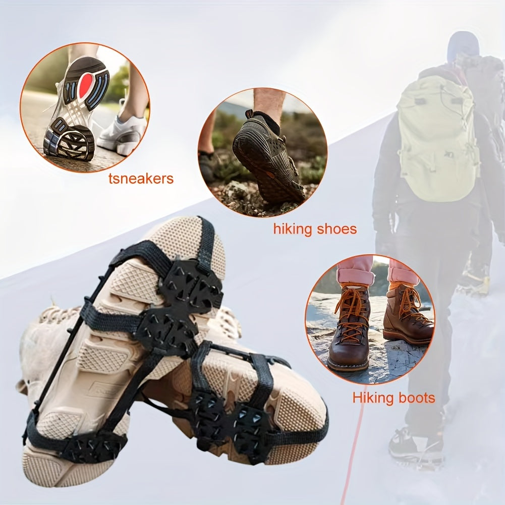 24 Tooth Anti-Slip Crampons - Shoe Covers for Ice and Snow, Ideal for Hiking, Climbing, Walking, Running and Hunting