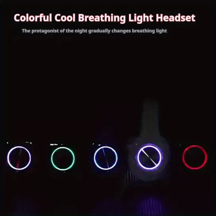 Wireless In-Ear Foldable Luminous Headphones - Colorful LED Lights, Built-in Microphone, FM, SD Card Slot, Wired Option for School, Tablet, PC, TV, Phone, Ideal Travel Gift