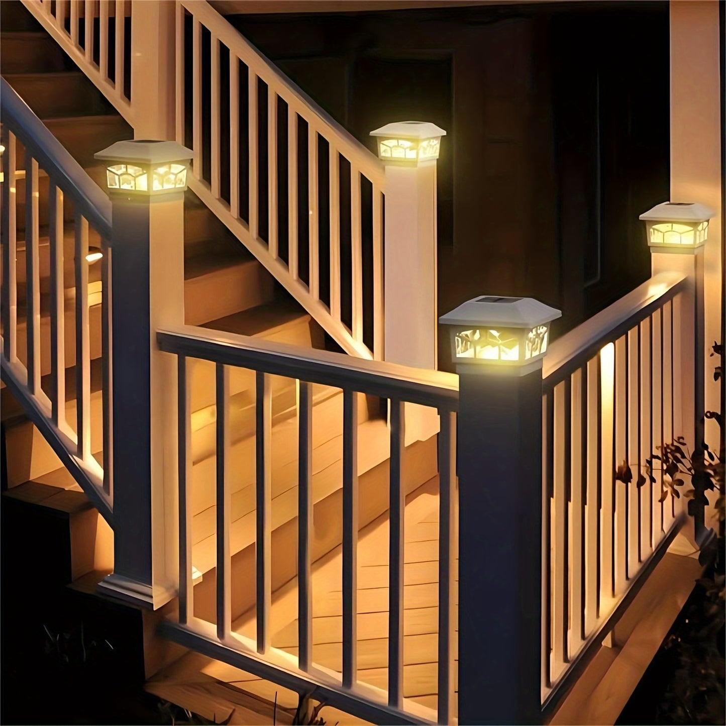 6 Pack Solar Fence Post Cap Lights – Waterproof Outdoor Deck Lights with 8 LEDs, Dual Light Modes ( Warm/Cool White ) for 4x4/6x6 Wooden/Vinyl Posts – Ideal for Garden, Deck, Patio