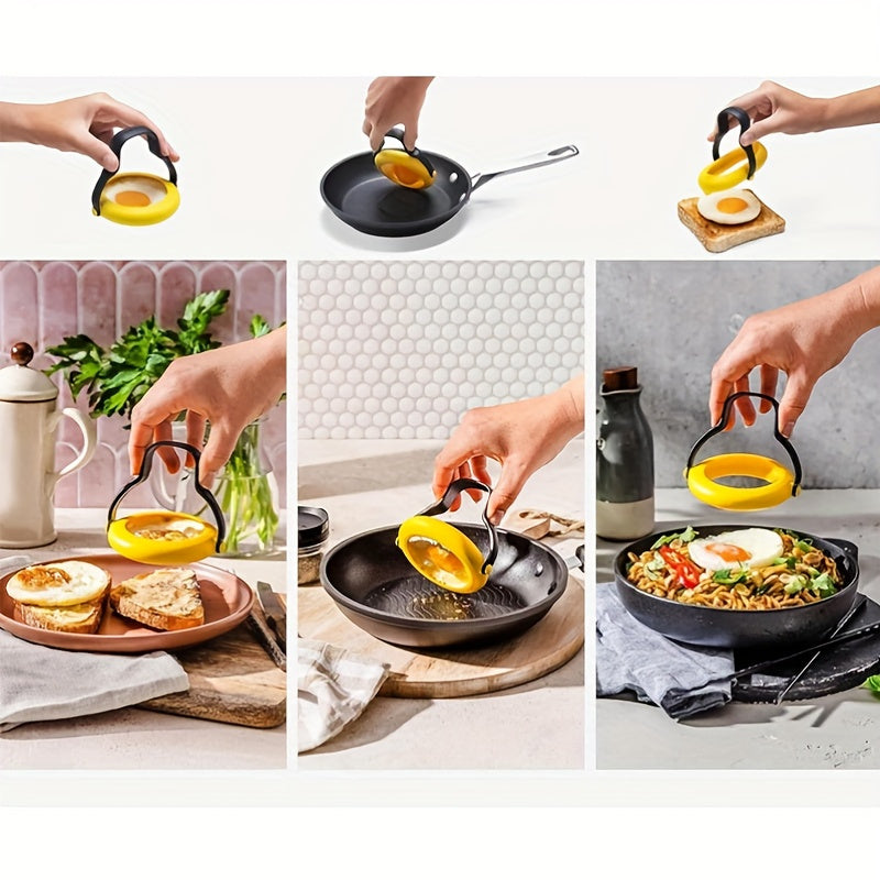 Silicone Egg Rings 2-Pack – Nonstick Cooking Molds with Stay-Cool Handle, Perfect for Eggs, Pancakes and Breakfast Sandwiches – Heat-Resistant and Leak-Proof