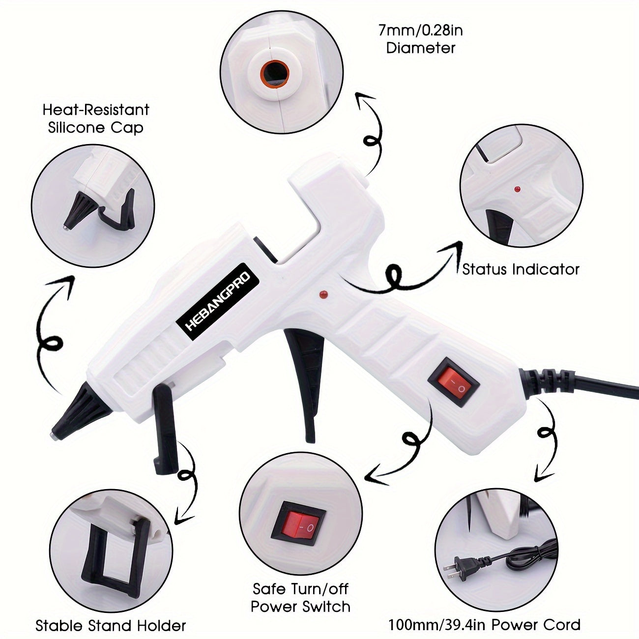 30W Handheld Glue Gun Kit with 30 Sticks - Dual Voltage (110V/220V), US Plug, Perfect for Crafts and Repairs