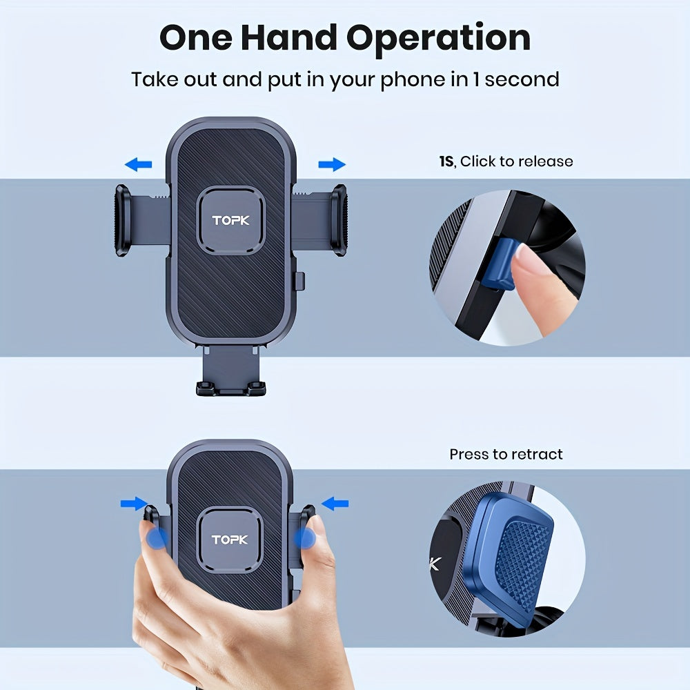 TOPK D38-C Car Phone Holder Mount - Upgraded Adjustable Horizontally and Vertically, Dashboard Compatible with All Phones