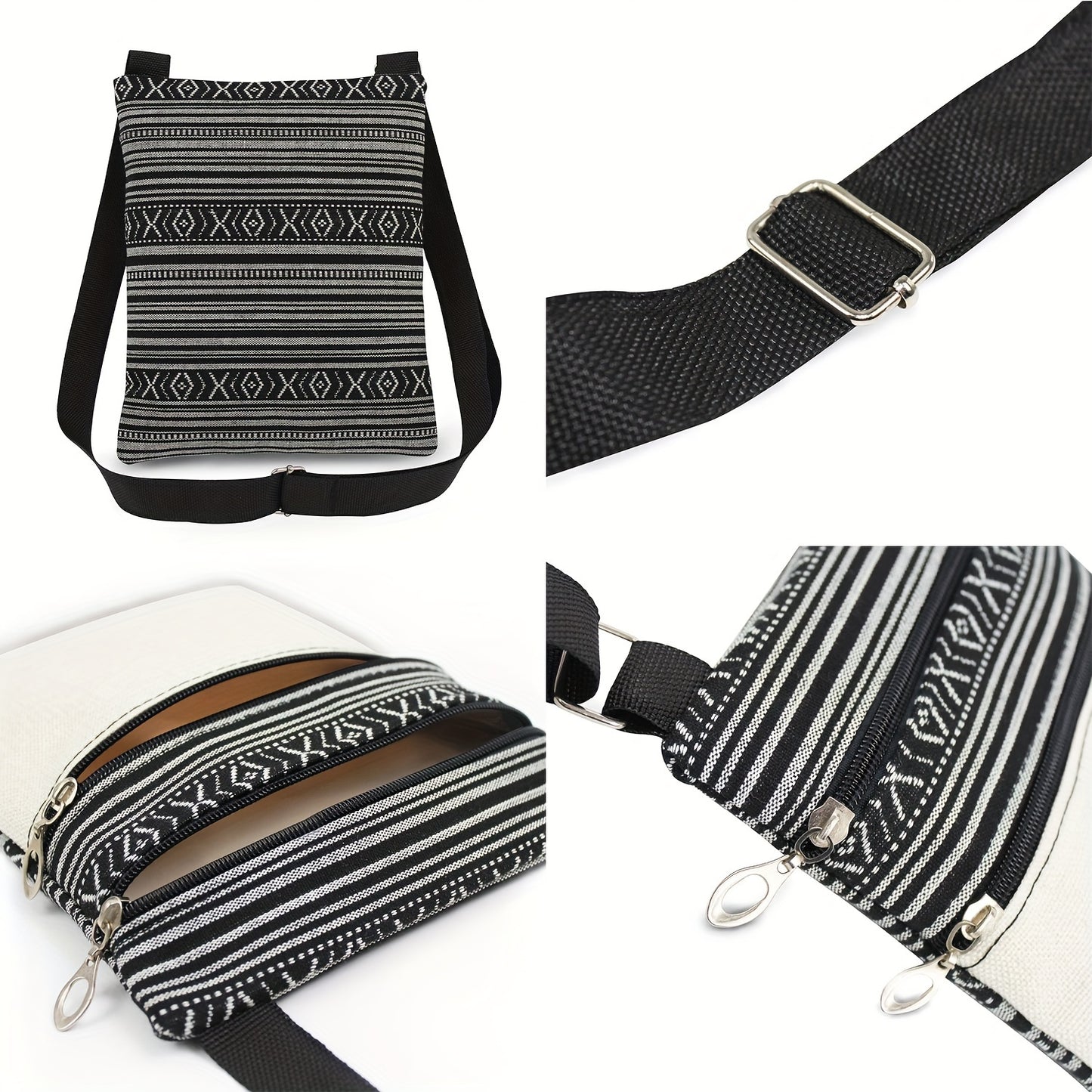 Foldable Animal Print Shoulder Bag - Women's Adjustable Strap Crossbody Travel Bag