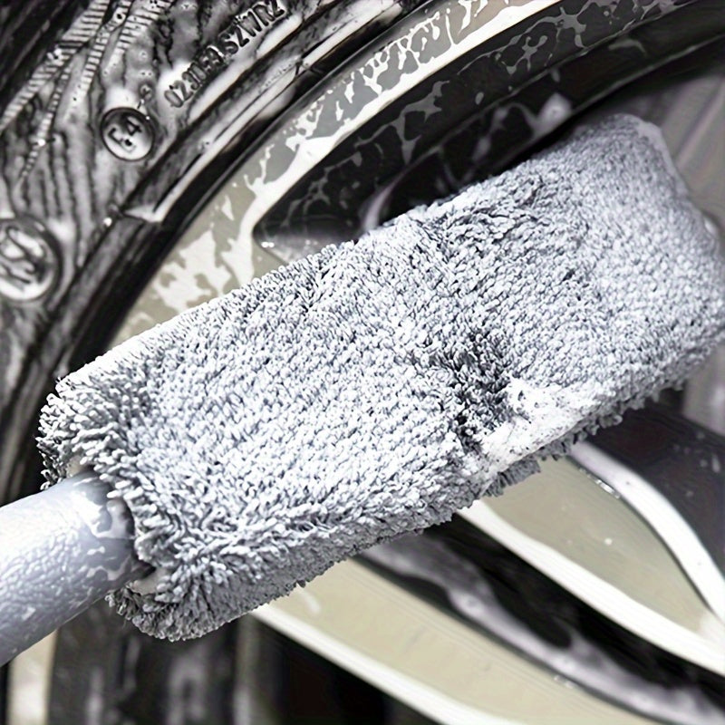 Extended Length Microfiber Car Rim Cleaning Brush - Precision Wheel Rim Detailing Tool for Effective Car Maintenance - Ideal for Car Wash and Enhancing Vehicle Beauty