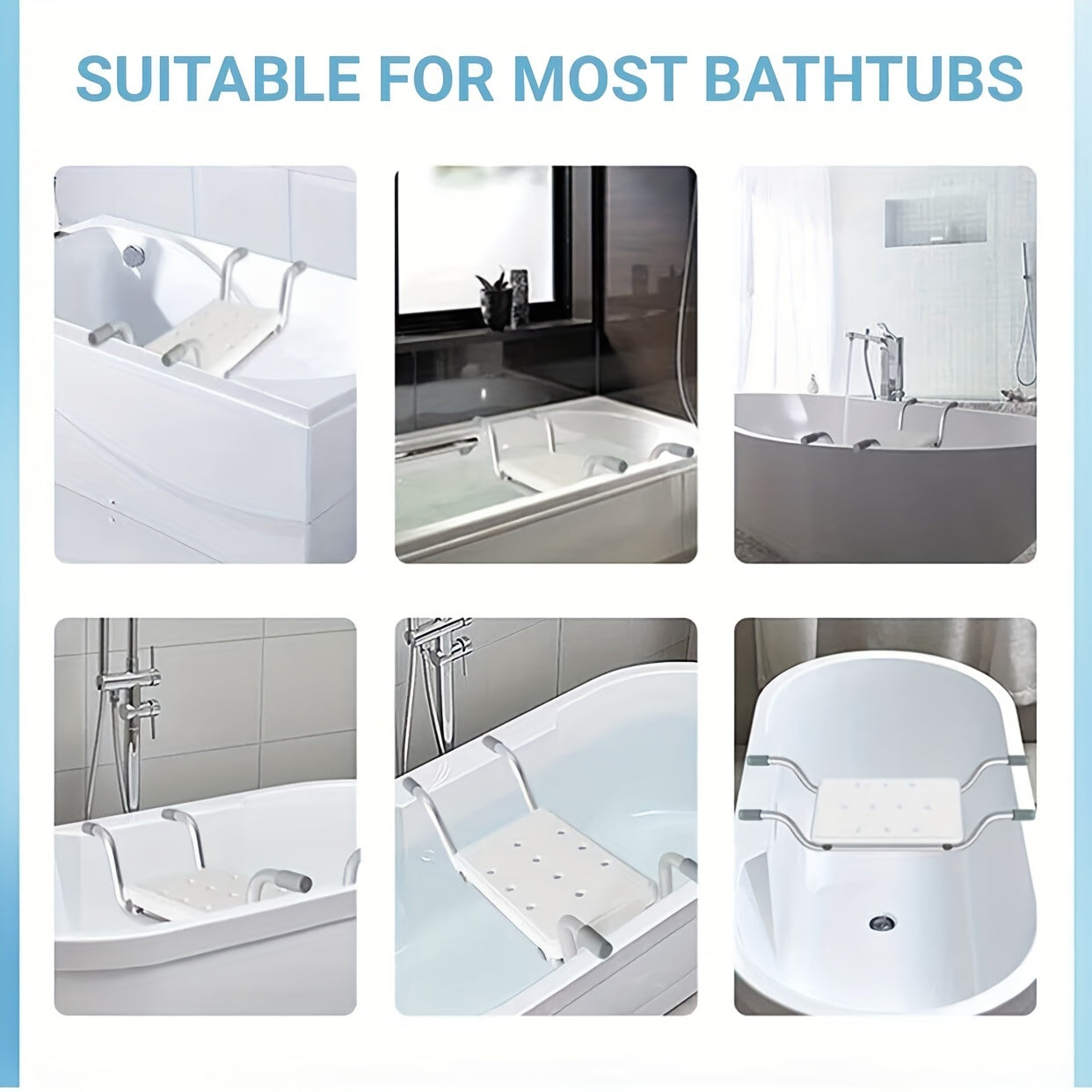 Heavy Duty Bath Bench – Adjustable Aluminium Shower Stool with Plastic Seat, 28.35-32.28in Length, Supports Up to 350 lbs – Ideal for Elderly Bathroom Use