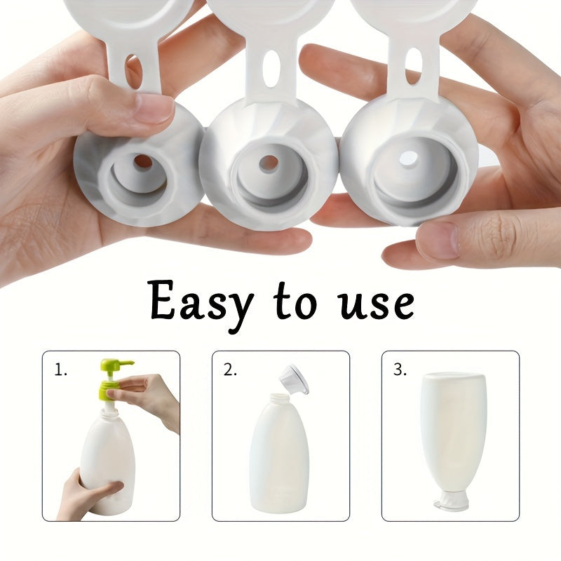 Vertical Bottle Stand Cap Set β Leak-Proof Flip-Top Dispenser Lids for Shampoo, Conditioner, Shower Gel, 3-Pack, Kitchen and Bathroom Accessory