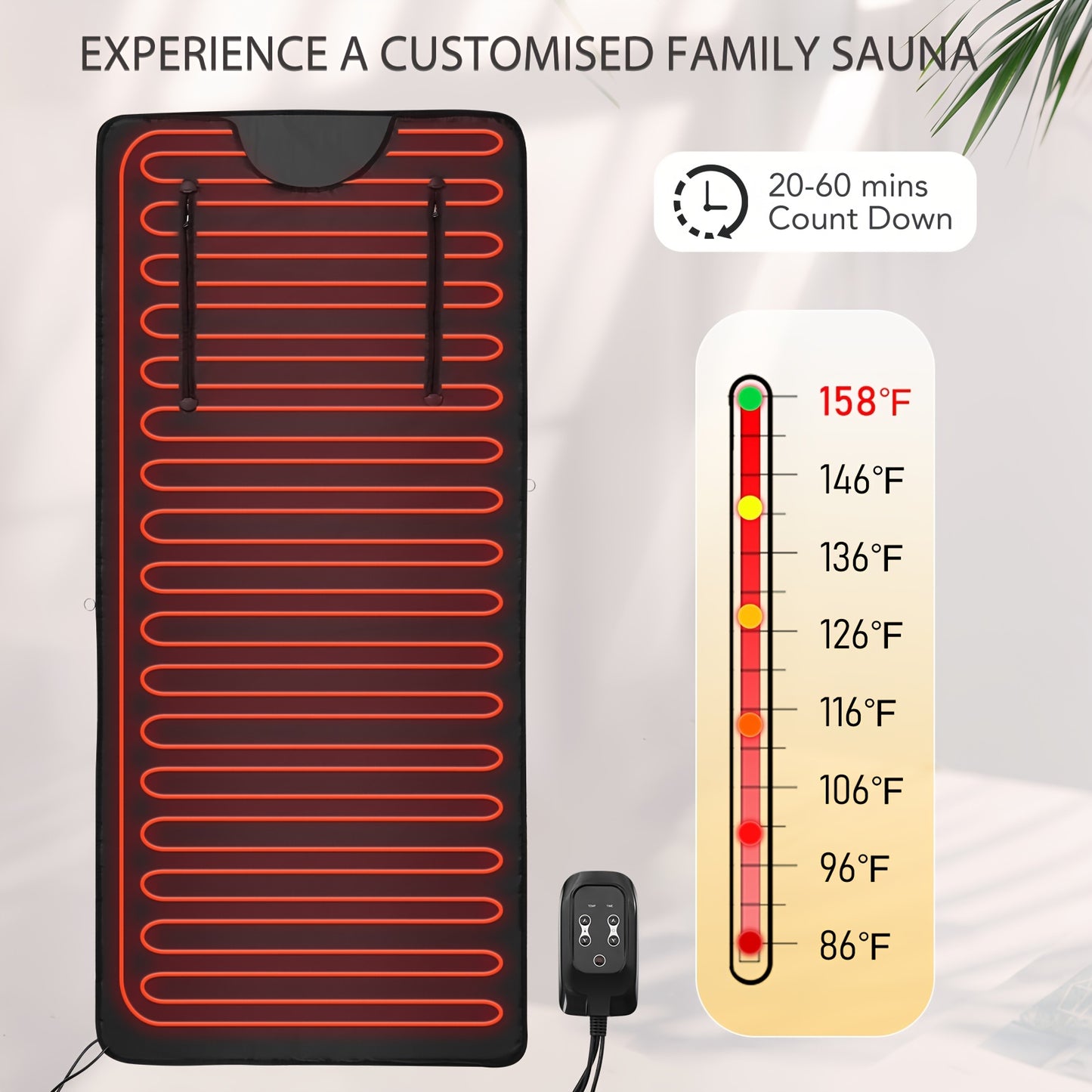 Portable Far Infrared Sauna Blanket - Home Sauna Accessory for Detox and Relaxation, 20-60 Minute Timer, 6ft x 2.6ft Size, Remote Control