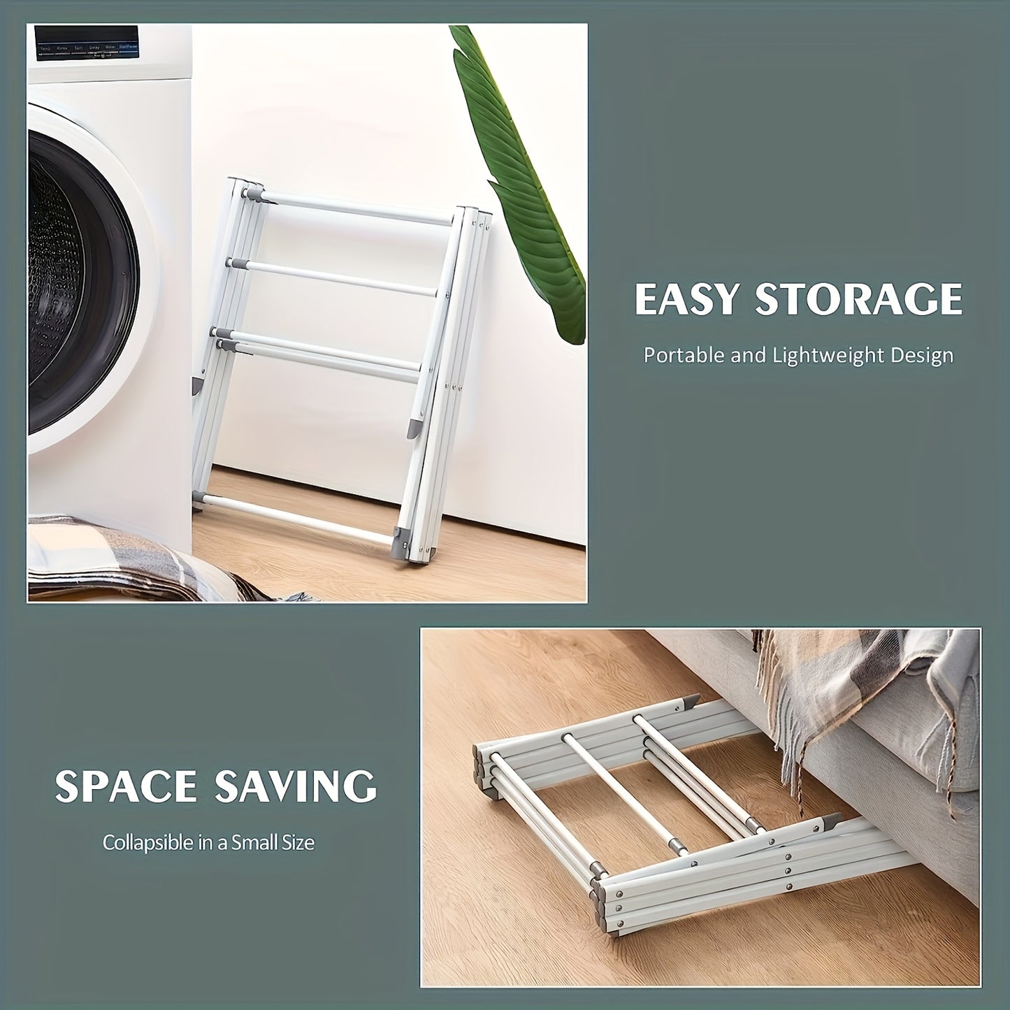 Foldable Drying Rack – Durable Clothes Holder with Anti-Slip Horseshoe & Secure Buckle Lock, Expandable Home Storage Organizer for Towels & Clothing