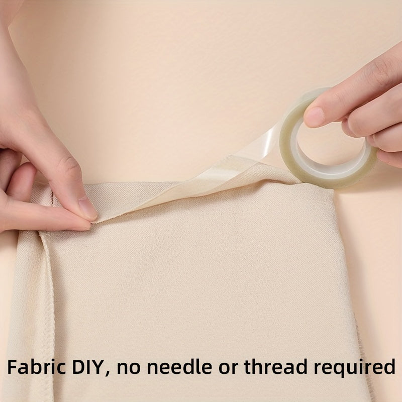 Beige Double-Sided Hem Tape – No-Iron Fabric Adhesive for Pants Hemming | 196.85 Inches, Multipurpose Clothing and Craft Tape with Water Resistance