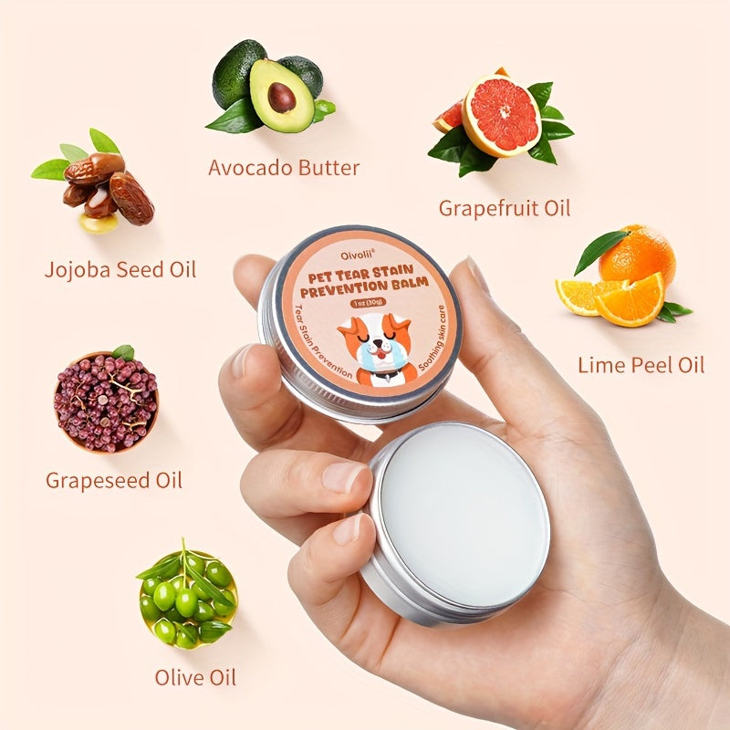 Pet Tear Stain Prevention Balm - Natural Eye Care for Dogs & Cats, Safe, Non-Irritating, Gently Cleanses & Repels Tears