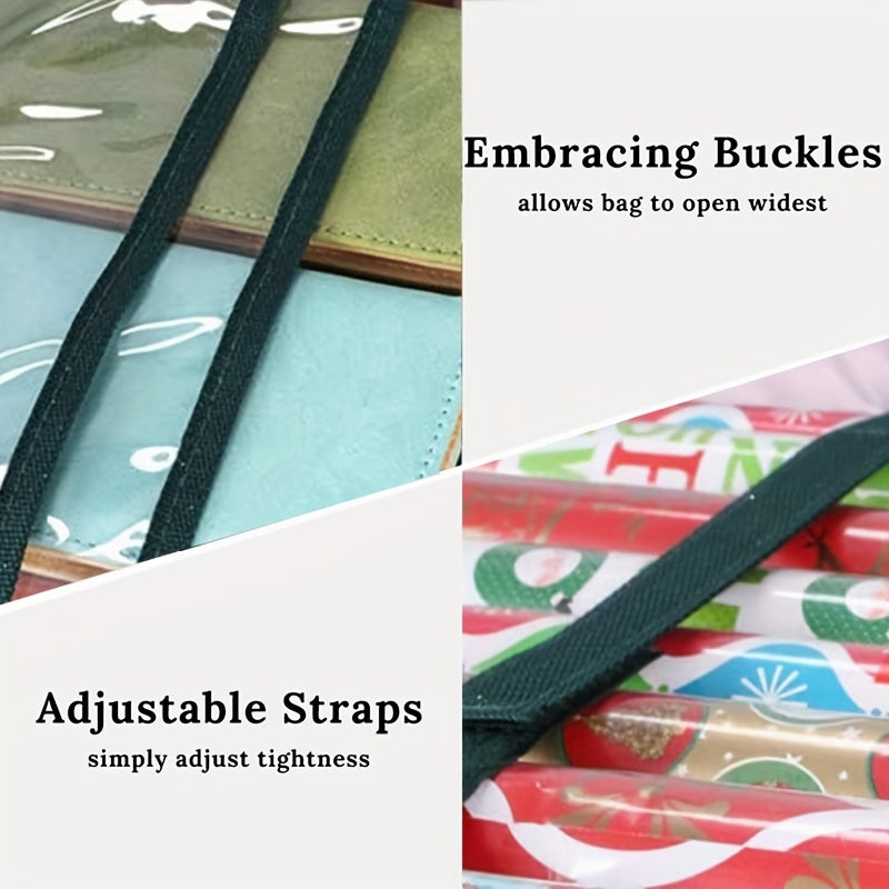 Christmas Gift Wrapping Station Organizer Bag - Spacious Storage with Elastic Dividers and Pockets, Durable Cloth Material for Ribbons, Bows, and Decorations