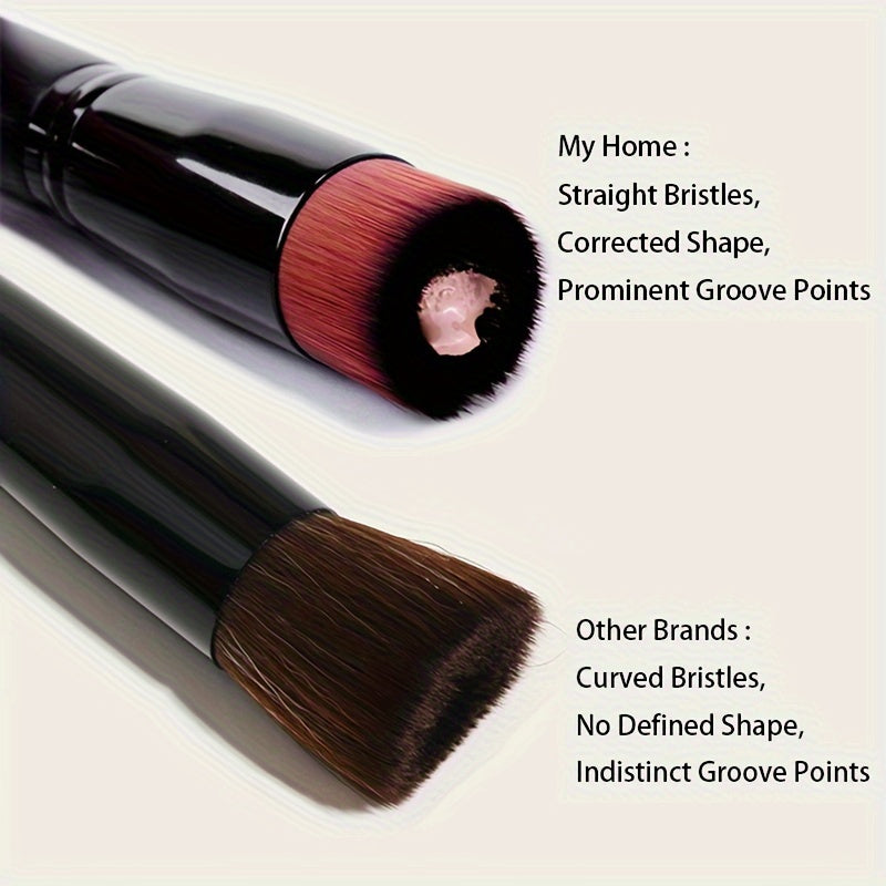 Flat Top Foundation Brush – Makeup Brush for Blending Liquid, Cream, and Powder Cosmetics, Ideal for Buffing, Stippling, and Concealing