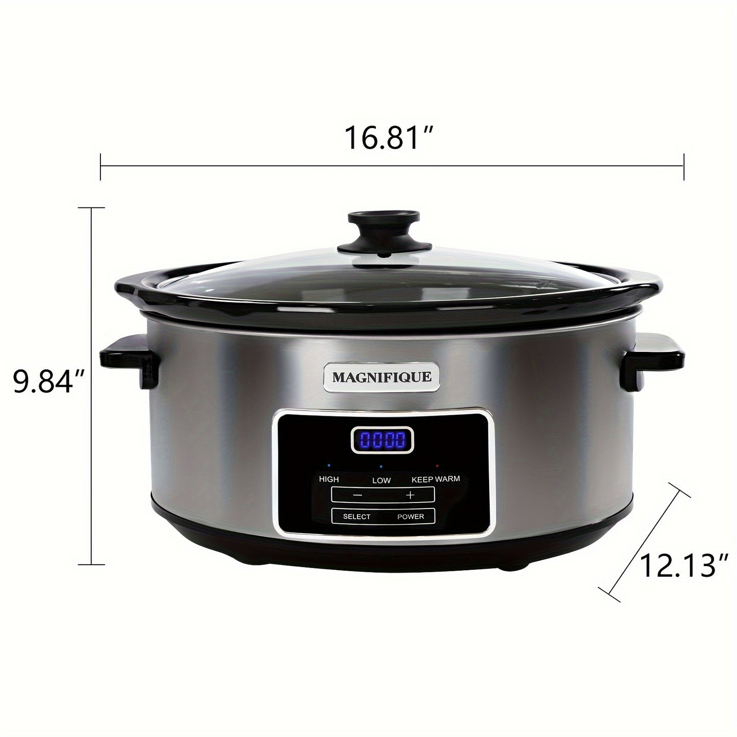 8 Quart Digital Slow Cooker - Programmable Kitchen Appliance with Timer, Heat Settings for Family Dinners, Serves 10+