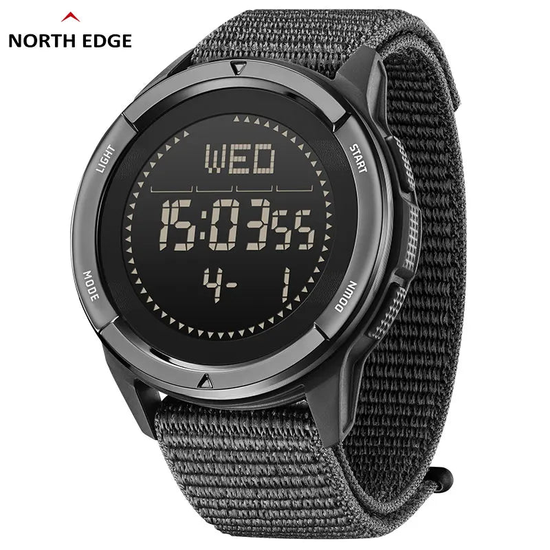 NORTH EDGE ALPS Men’s Digital Carbon Fiber Sports Watch – Shock-Resistant Military Style, Super Light, 50M Waterproof with Compass