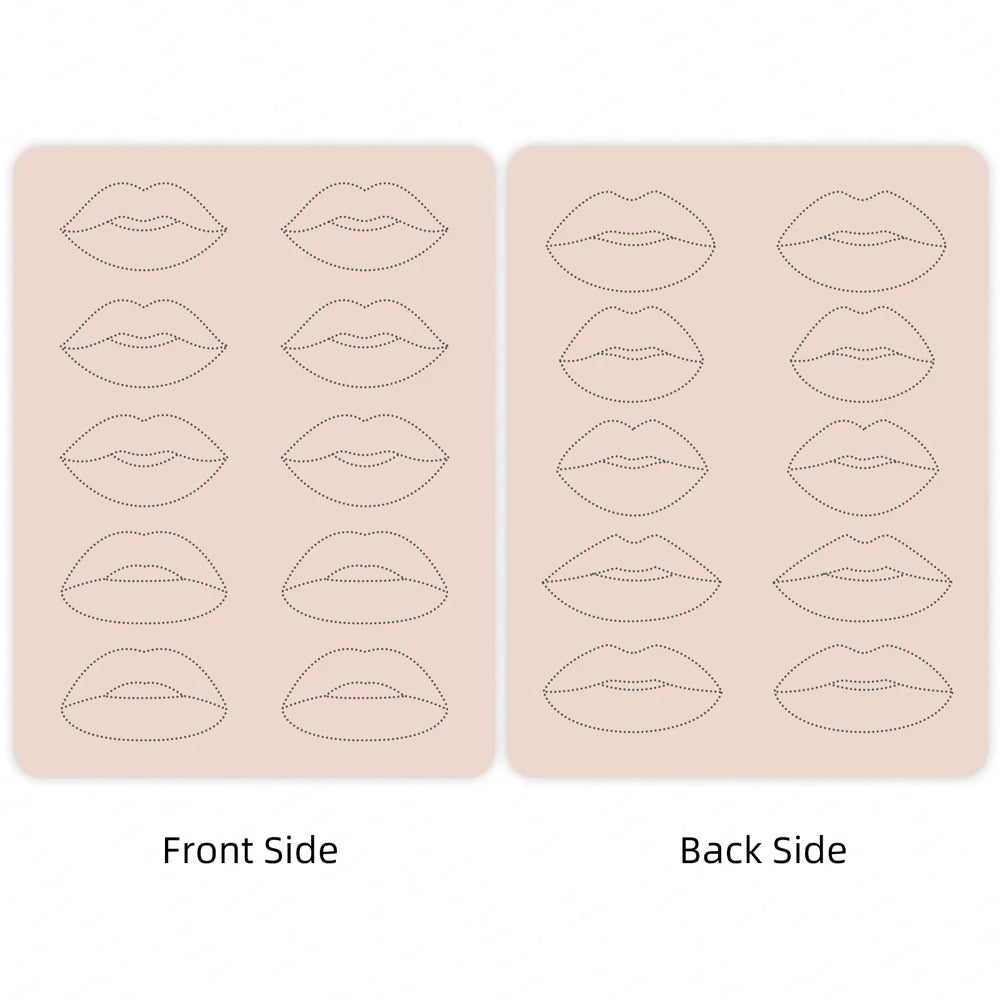 1mm Thick Double-Sided Lip Practice Skin — Microblading & PMU Stencil for Permanent Makeup Tattoo Artists