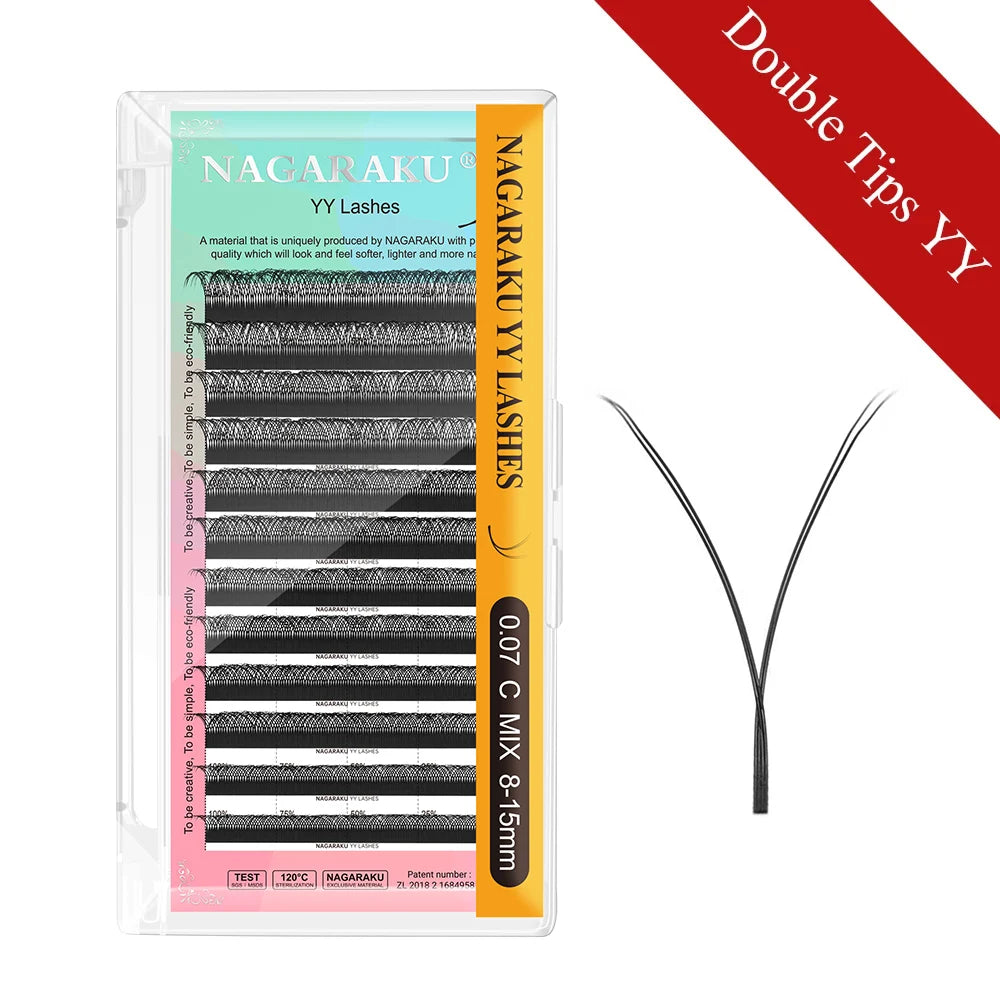 NAGARAKU YY-Shape Eyelash Extensions β Double & Triple Split Tips, Interlaced Root Lashes