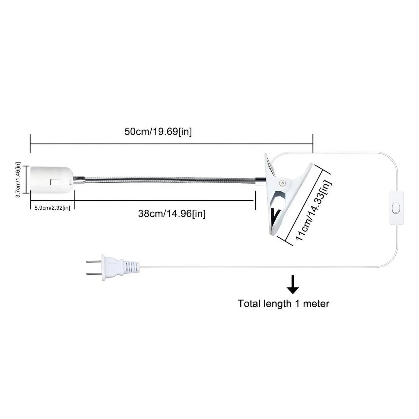 Flexible Desk Lamp Holder: EU US Plug 360 Degree E27 Light Base Socket Gooseneck Clip-on Cable with Power On Switch - Perfect for Home Use
