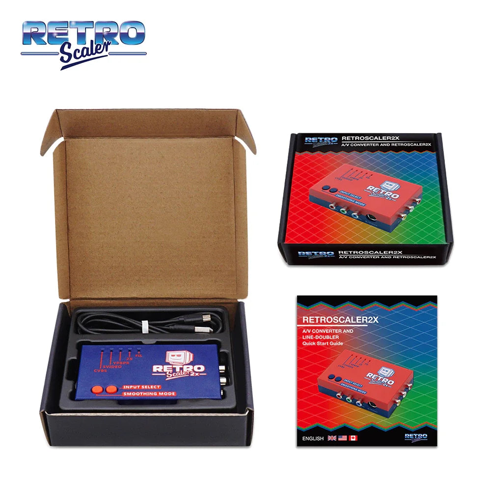 RetroScaler2x AV to HDMI Converter — Line-Doubler for Retro Game Consoles including PS2, N64, NES, Dreamcast, Saturn, MD1, MD2