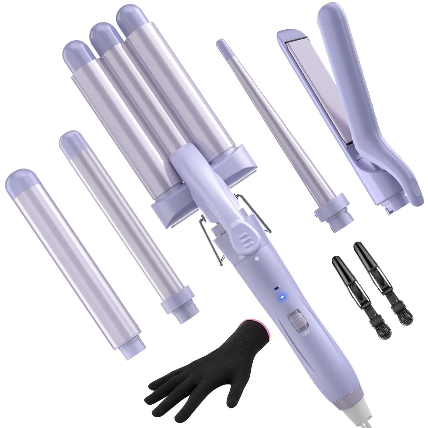 BESTOPE PRO 5-in-1 Curling Wand Set with Hair Straightener, Hair Crimper & 3 Ceramic Curling Irons