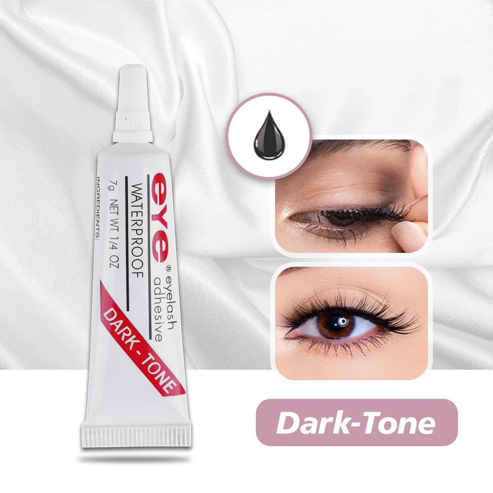 Strong False Eyelash Lash Glue — 7g Waterproof Adhesive for Makeup Tools, Dark or Clear Options