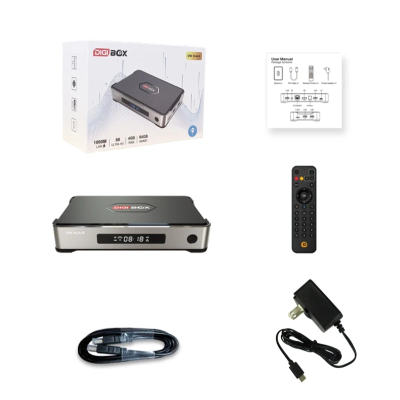 Genuine DIGIBOX D6 MAX Android TV Box — Upgraded from D3 Plus, EVPAD 11P Function, Japan & USA Version