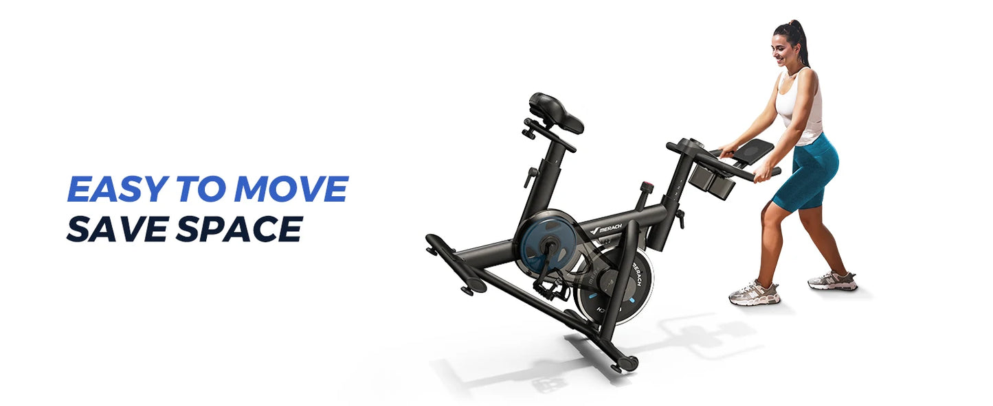 MERACH Exercise Bike – Low Noise Stationary Cycling Bike with 270lbs Weight Capacity, Tablet Mount & Fitness Courses for Indoor Workouts