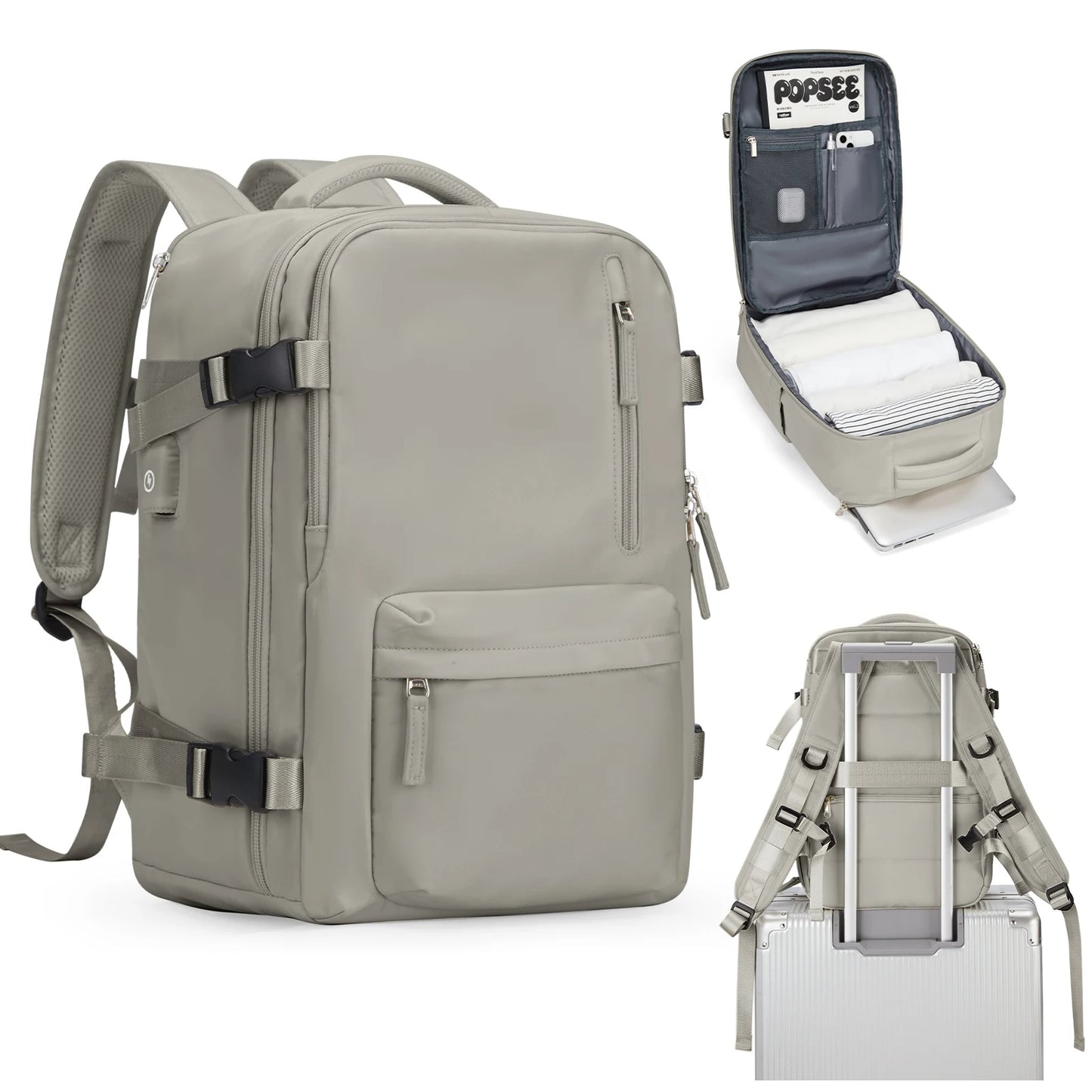 Women's Cabin Travel Backpack - Large Capacity, Water-Resistant Laptop Bag 45x36x20 cm, Fits EasyJet and Ryanair Carry-On Dimensions