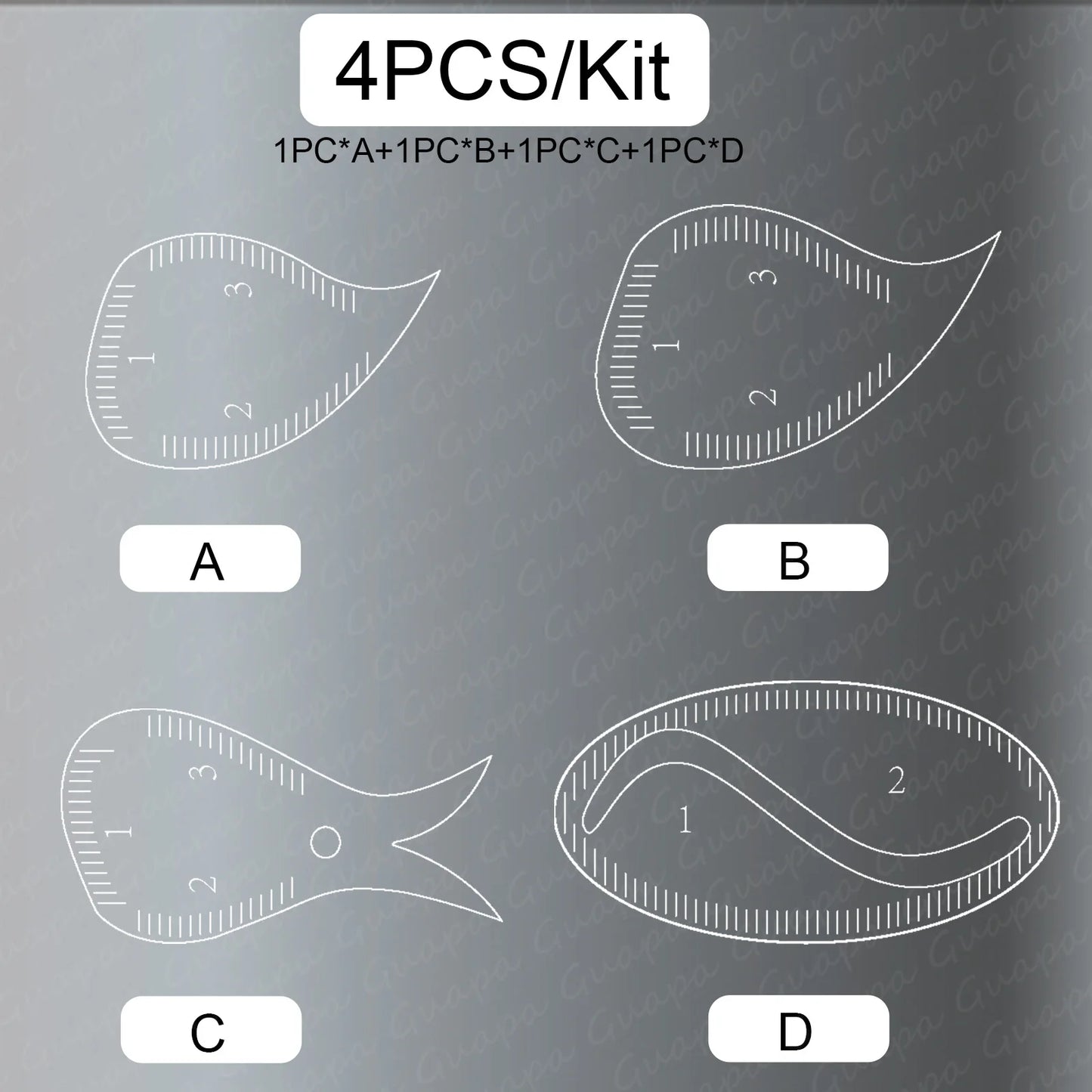 Tear Drop Arch Brow Mapping Tool Kit — 1-Minute PMU Eyebrow Shaping Ruler & Stencil for Hairstroke & Eyeliner