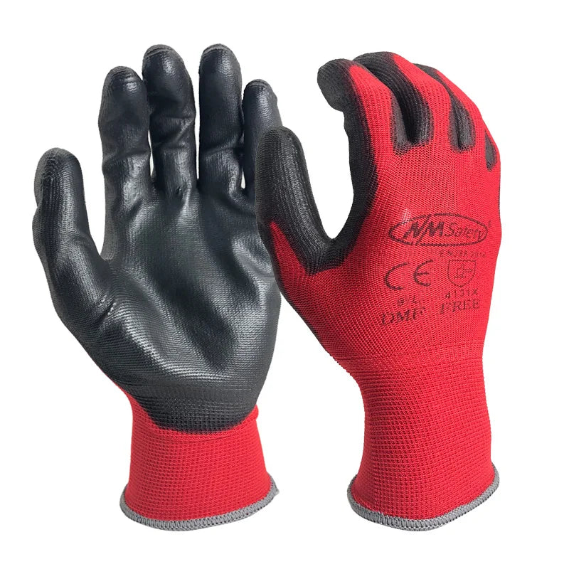 24Pcs/12Pairs Professional Protective Gloves – CE EN388 Certified Nylon Gloves for Men & Women, Construction & Garden Work