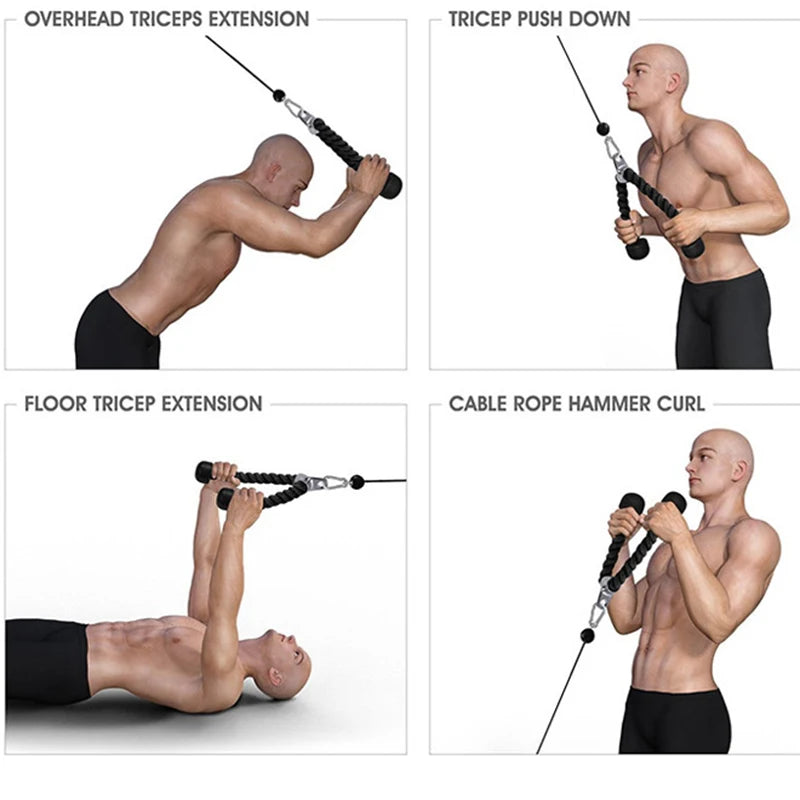 Tricep Rope Cable Attachment — Fitness Gym Accessory for Abdominal Crunches, Biceps, & Muscle Training