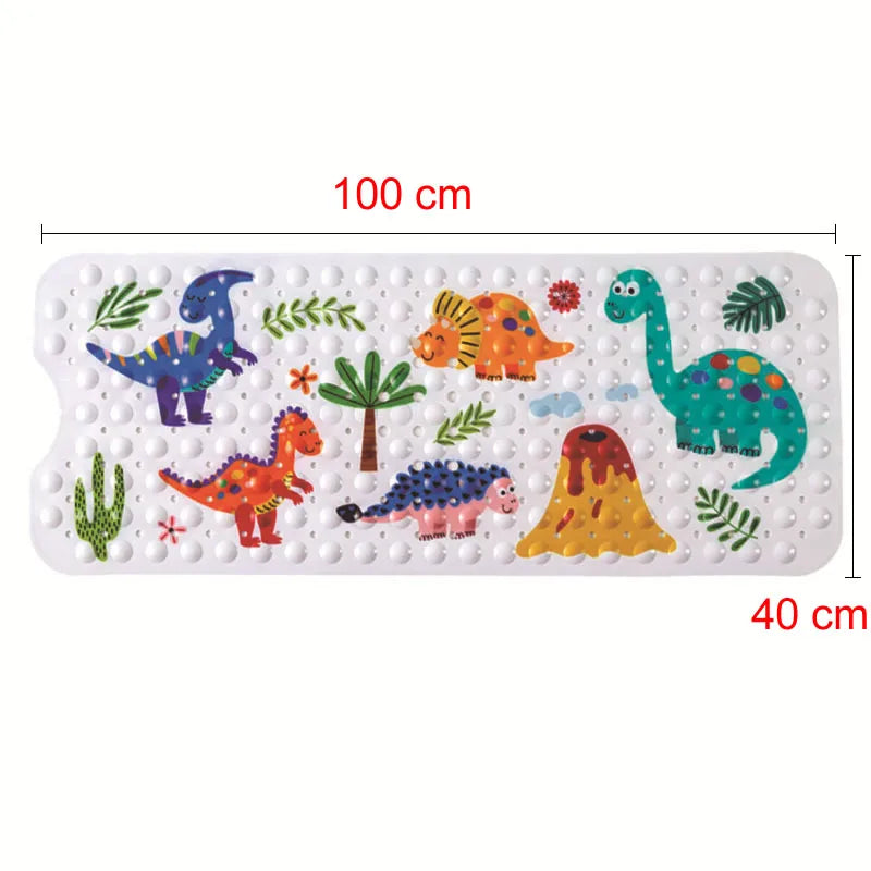 Large Cartoon PVC Bath Mat – Anti-Slip Shower & Bathtub Mat with Suction Cups, Soft Massage Pad for Kids & Elderly