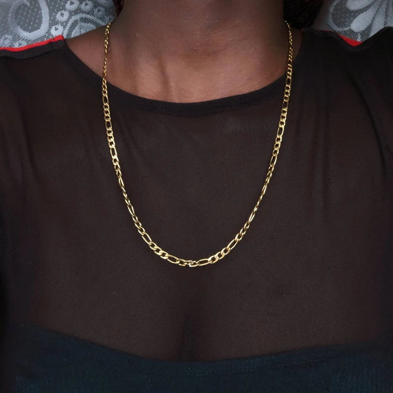 Fashion Classic Figaro Chain Necklace - Stainless Steel Long Chain for Men and Women