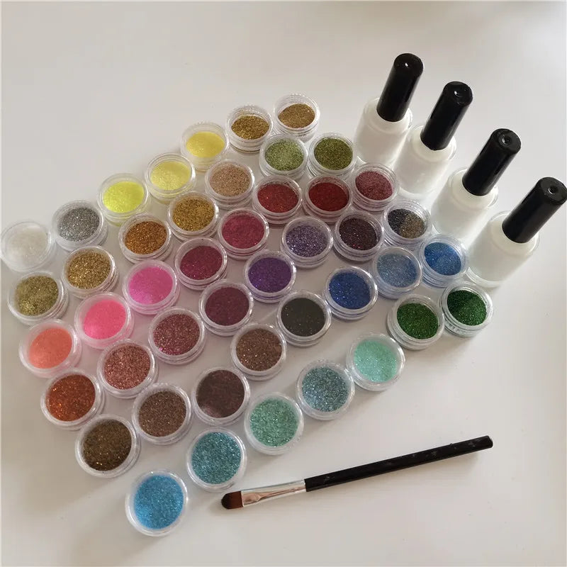 Halloween Glitter Tattoo Kit – Stencils, Glue, Brush & Body Art Makeup Glitter for Kids, Body Painting Powder