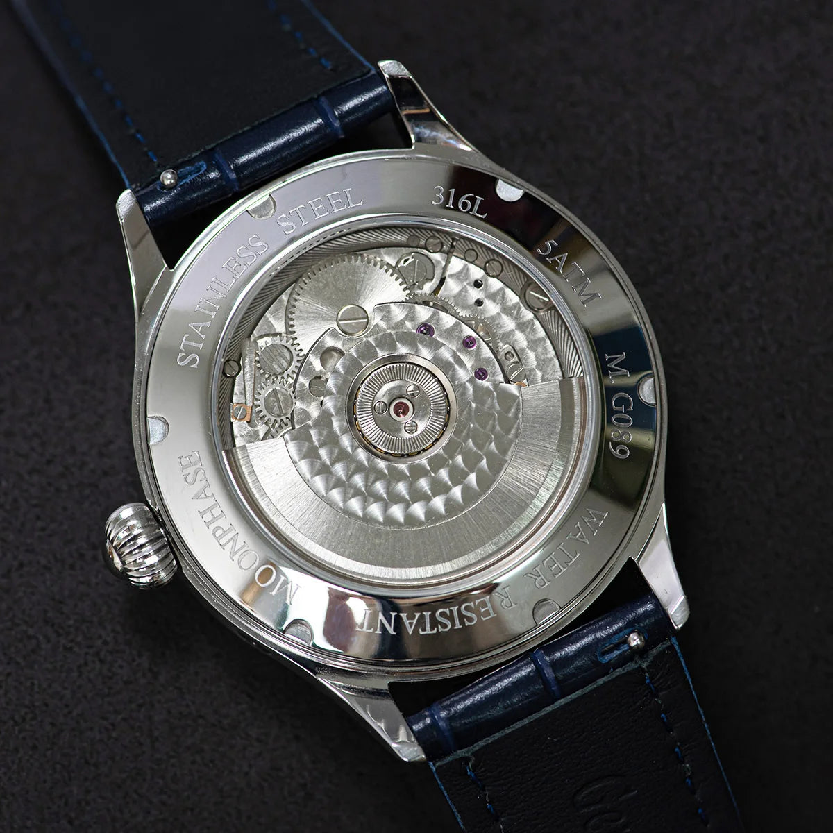Sugess Origin ST2528 Mechanical Watch – Men's Luxury Moonphase Wristwatch with Real Blue Stone Dial & Stainless Steel Case