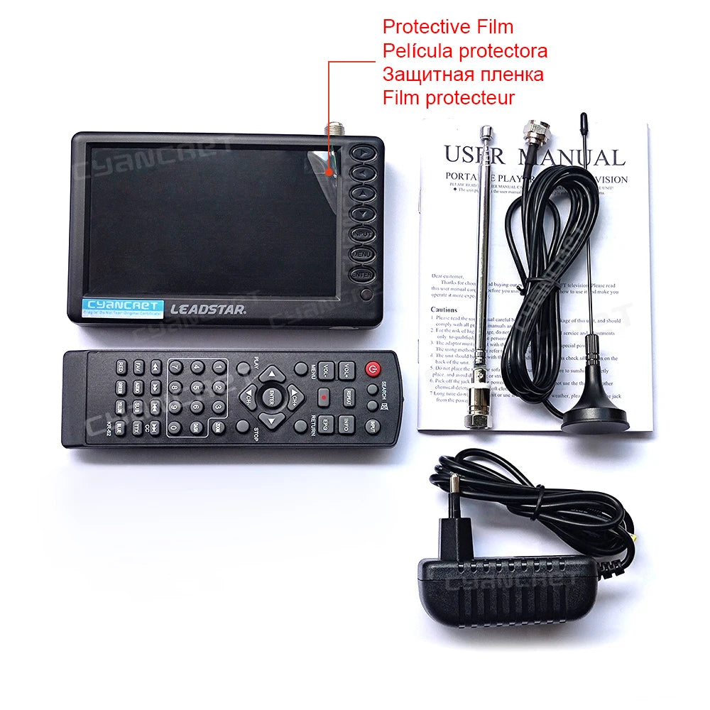 LEADSTAR Pocket TV D5 5 Inch | DVB-T2 ATSC ISDB-T TDT Digital & Analog Mini Car Television | Portable TV with USB TF AC3 Support
