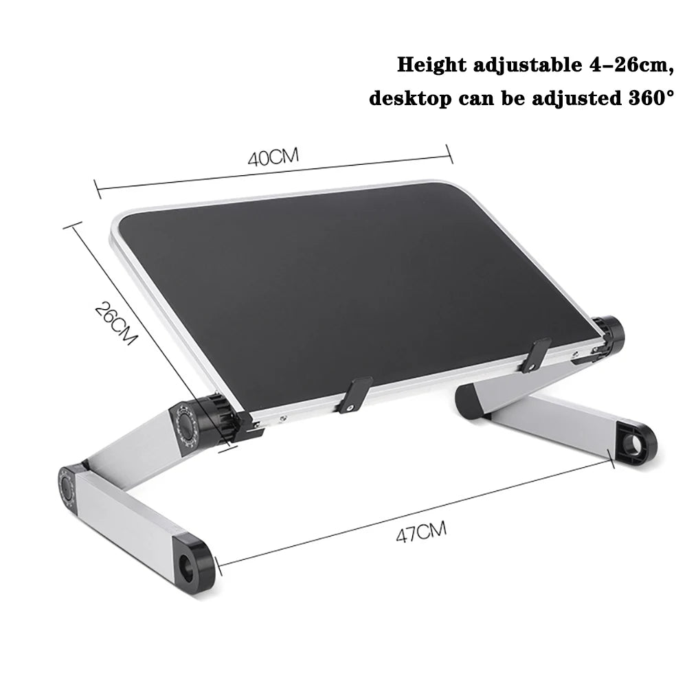 Adjustable Aluminum Laptop Desk Stand – Portable Ergonomic Lapdesk with Mouse Pad for Bed, Sofa & TV Use