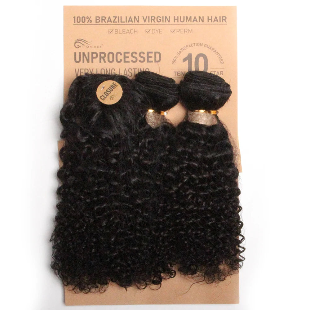 Kinky Curly Human Hair Bundles with Closure β Short Indian Hair Bundles with Circular Closure