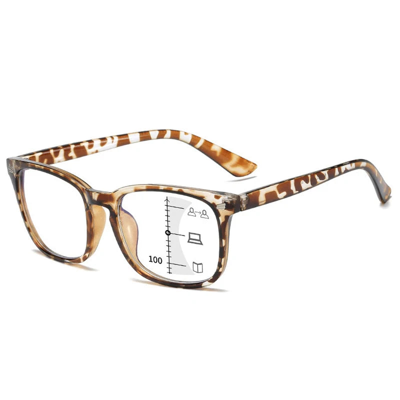 CRIXALIS Square Progressive Reading Glasses β Multifocal Anti-Glare Computer Eyewear for Men & Women, UV400 Protection