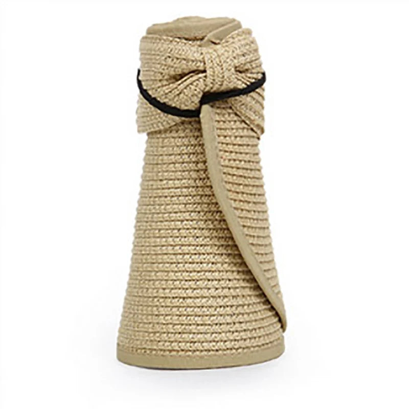 Women’s Summer Visor Hat – Foldable Wide-Brim Straw Cap, Stylish UV-Resistant Sun Hat for Beach & Hiking