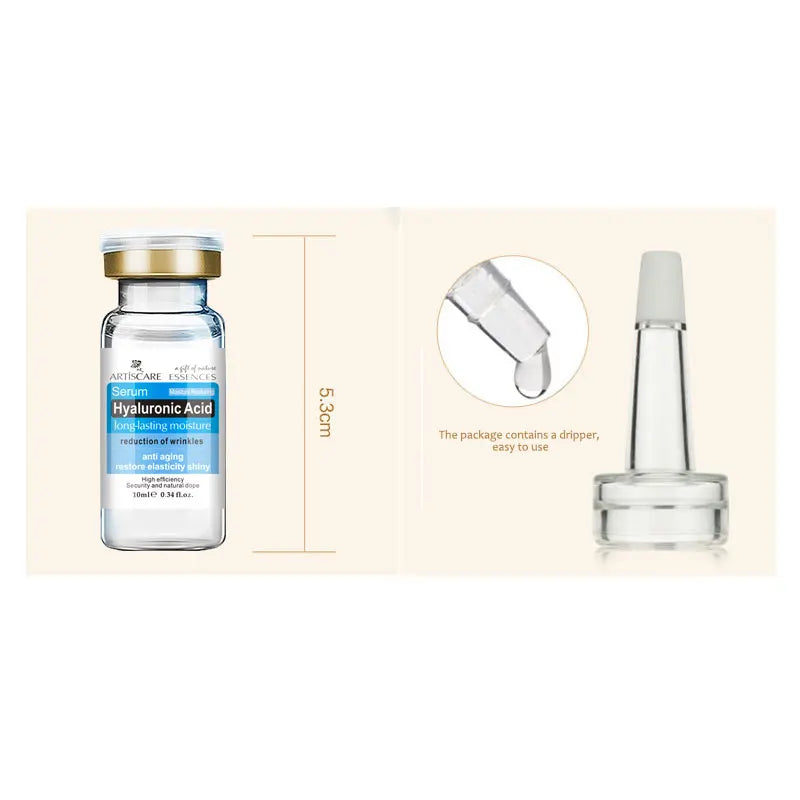 ARTISCARE Hyaluronic Acid Serum & VC Essence Cream - 10PCS Moisturizing Facial Care for Acne, Aging & Wrinkle Care