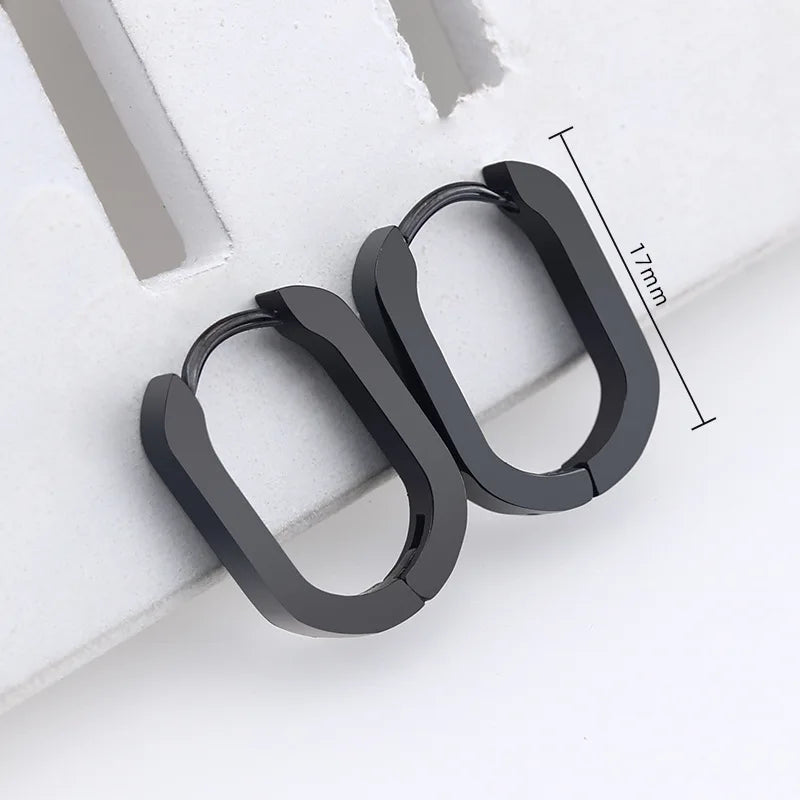 MEYRROYU Stainless Steel Mini Hoop Earrings – 3 Color Geometric Jewelry for Women & Men