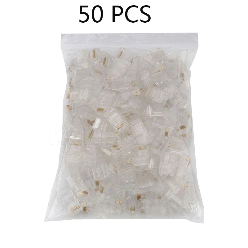 50/100 PCS RJ45 Modular Plugs β 8P8C Cat5 LAN Network Connectors | Professional High-Quality Ethernet Plugs